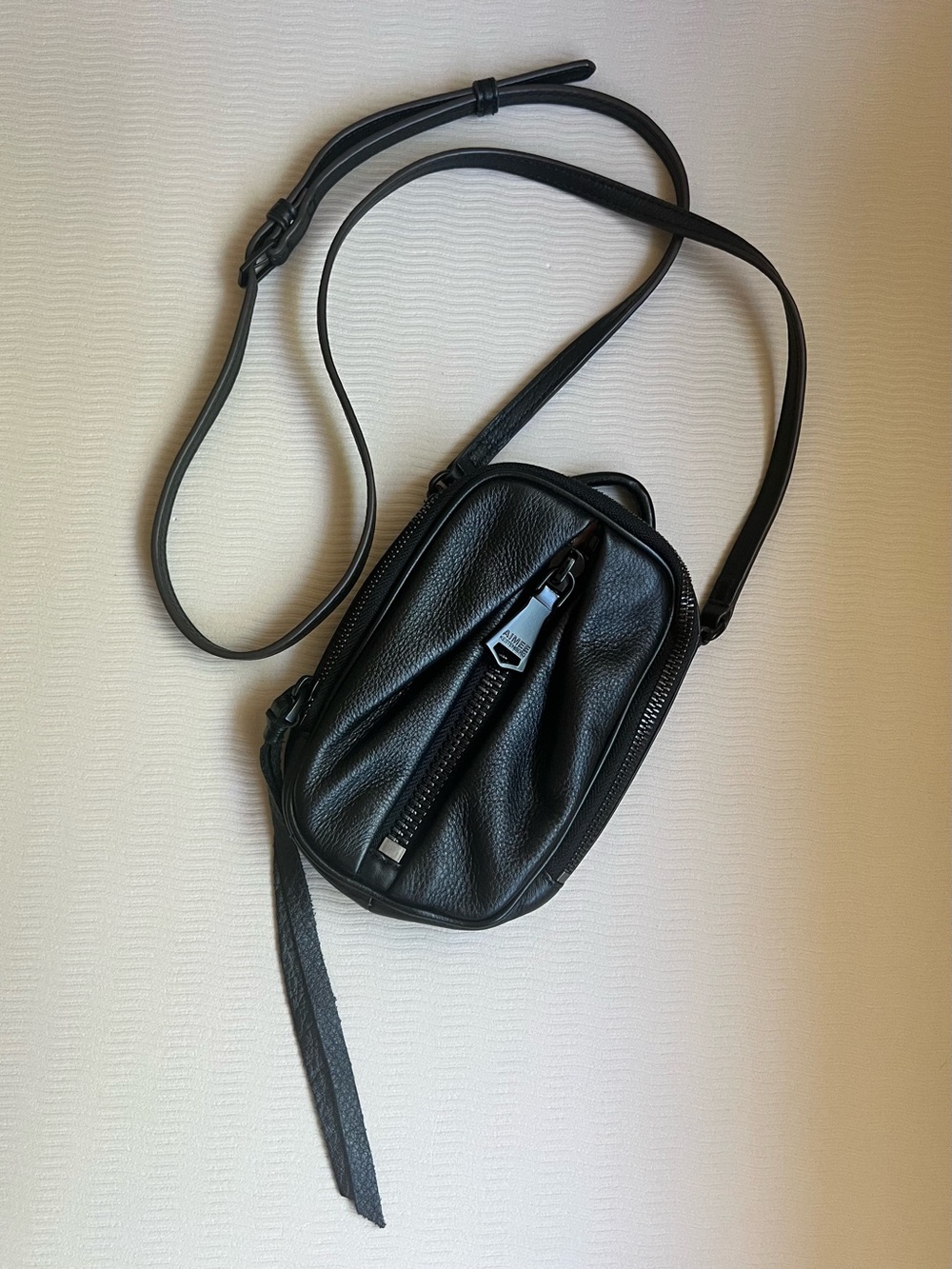 Aimee Kestenberg Tamitha Black Pebbled Leather Phone Crossbody Bag